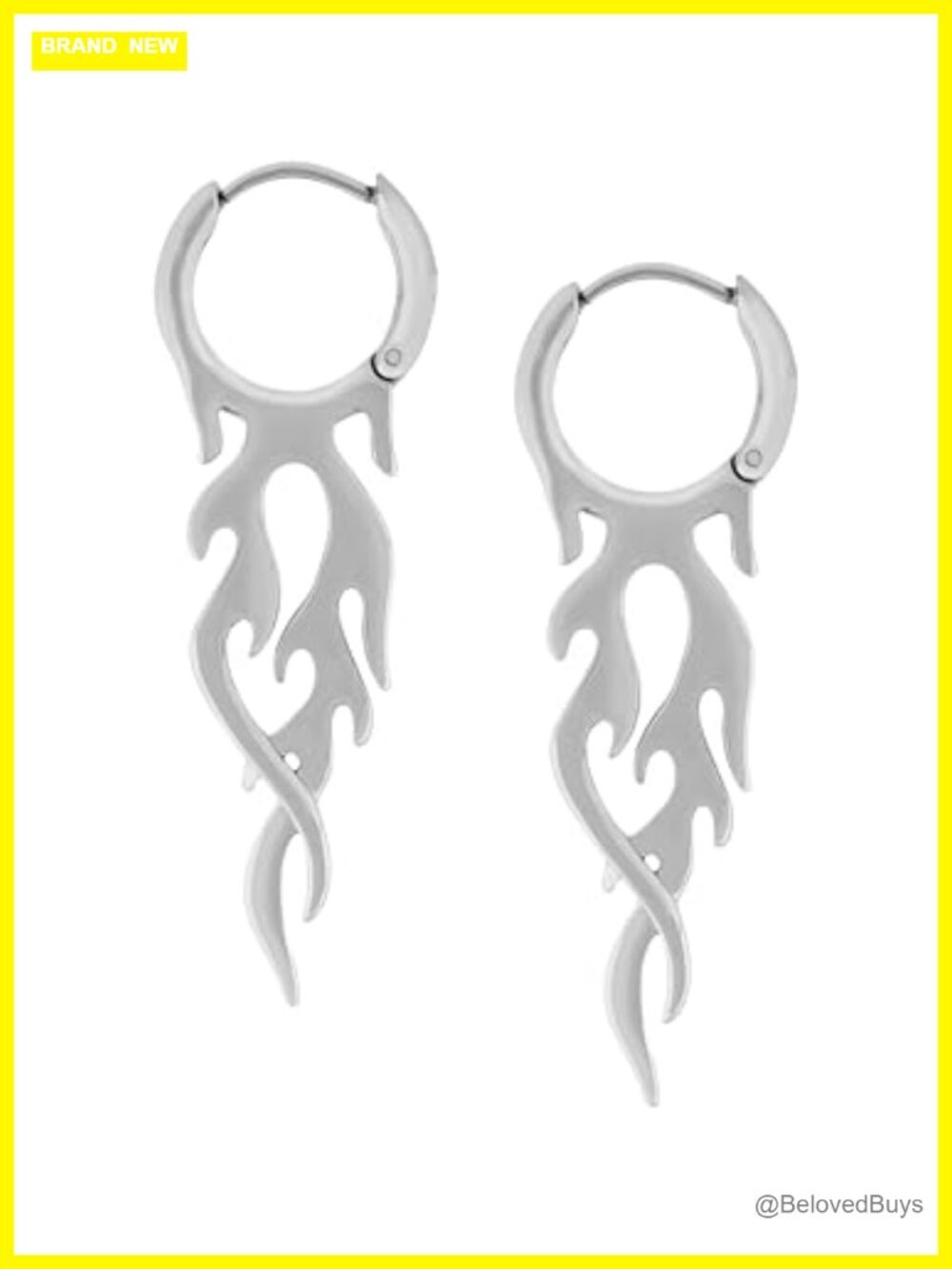 Flame Hoop Earrings Stainless Steel Gothic Emo Punk Grunge